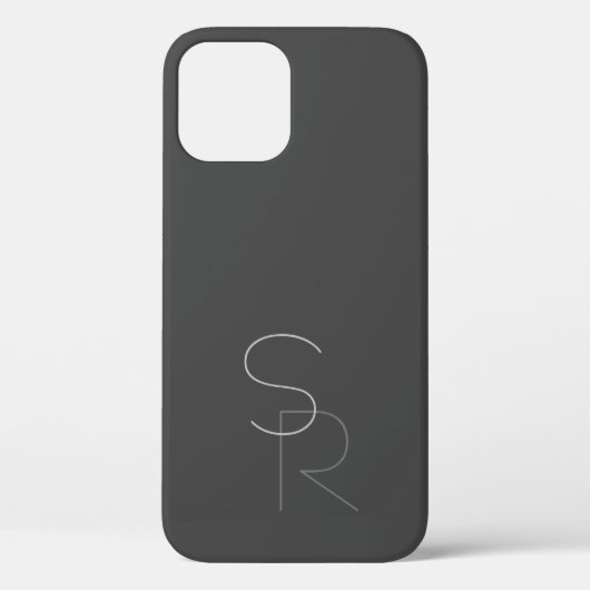 Coques Case-Mate iPhone Initiales superposées 2 Modernes | Gris sur Gris (Verso)