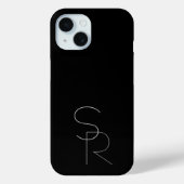 Coques Case-Mate iPhone Initiales superposées 2 Modernes | Gris sur Noir (Verso)