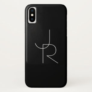 Case-Mate iPhone Case Initiales superposées Modern 2 Blanc sur Noir