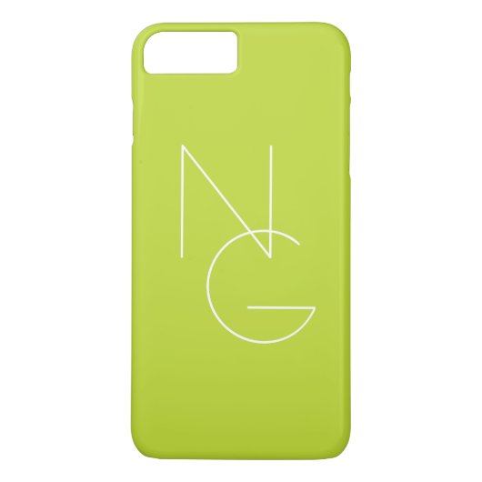 Coques Case-Mate iPhone Initiales superposées Modern 2 | Vert Citron (Dos)