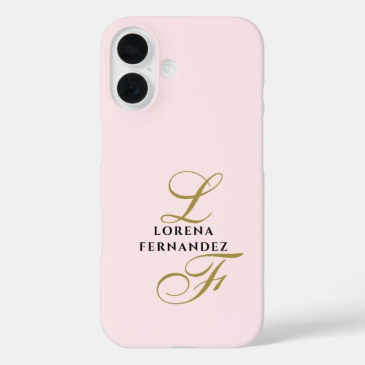 Coques Case-Mate iPhone Initials Pastel Pink Minimalist Gold Calligraphy (Verso)