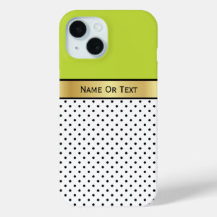 Coque Pour iPhone 15 Inséparable Exotic Green : Pois blanc et noir