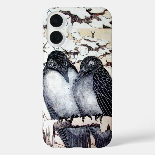 Coques Case-Mate iPhone INSÉPARABLES D'HIVER DANS LA NEIGE Dessin noir et  (Verso)