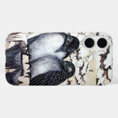 Coques Case-Mate iPhone INSÉPARABLES D'HIVER DANS LA NEIGE Dessin noir et  (Verso (horizontal))