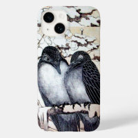 INSÉPARABLES D'HIVER DANS LA NEIGE Dessin noir et 