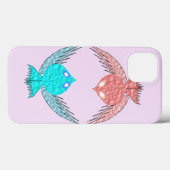 Coques Case-Mate iPhone Inséparables roses et bleus mignons (Verso (horizontal))