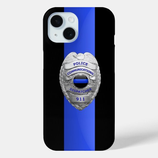 Coques Case-Mate iPhone Insigne de police - Ligne bleue mince (Verso)