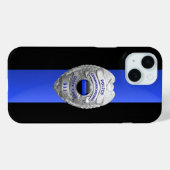 Coques Case-Mate iPhone Insigne de police - Ligne bleue mince (Verso (horizontal))