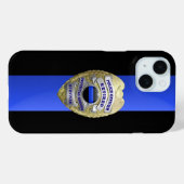 Coques Case-Mate iPhone Insigne de police - Ligne bleue mince (Verso (horizontal))