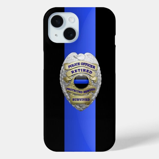 Coques Case-Mate iPhone Insigne de police - Ligne bleue mince (Verso)