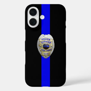 Coques iPhone 16 Insigne de police Ligne Bleue Mince Coque-coque ip