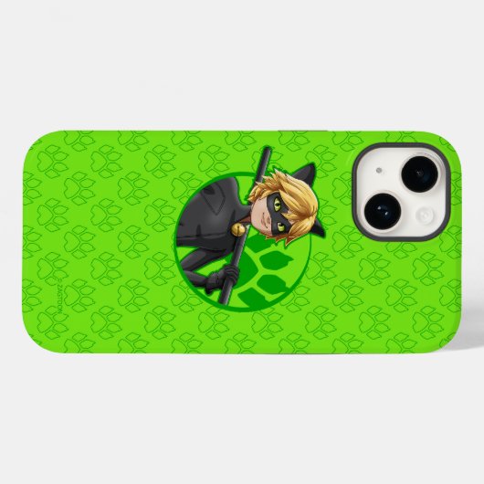 Coques Case-Mate iPhone Insigne vert Cat Noir (Verso (horizontal))