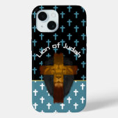 Coques Case-Mate iPhone Inspirational Black Blue White Cross Lion of Judah (Verso)