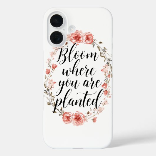 Coques Case-Mate iPhone Inspirational Growth Quote with Pink Flowers (Verso)