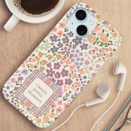 Coques Case-Mate iPhone Inspirational Patchwork Floral & Plaid Phone Case