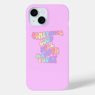 Coque Pour iPhone 15 Inspirationnel, Manifestation, Rose, Preppy