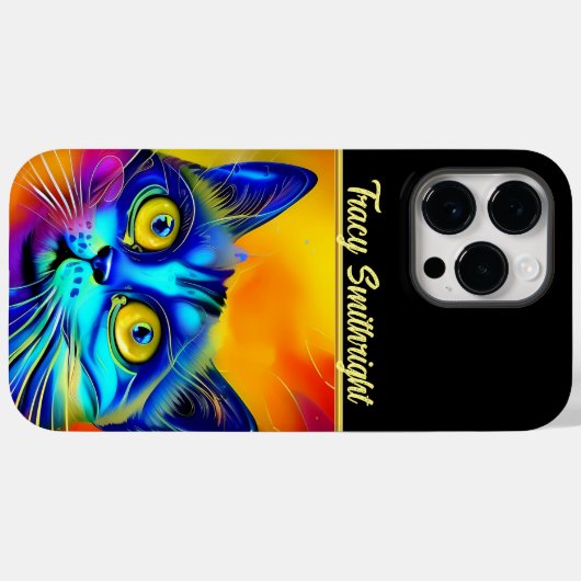 Coques Case-Mate iPhone Intelligence artificielle visage animal chat (Verso (horizontal))
