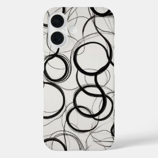 Coques iPhone 16 Intervertir l'art de ligne des cercles