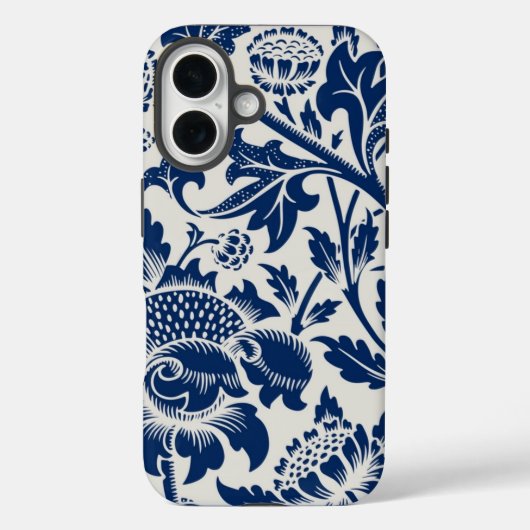 Coques Case-Mate iPhone Intricate blue floral pattern on light background (Verso)