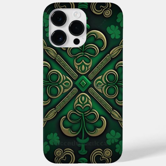 COQUES Case-Mate iPhone INTRIQUER LES SHAMROCKS IRLANDAIS VERTS SOMBRES (Verso)