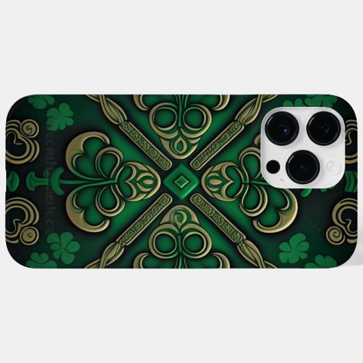 COQUES Case-Mate iPhone INTRIQUER LES SHAMROCKS IRLANDAIS VERTS SOMBRES (Verso (horizontal))