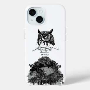 Coque Pour iPhone 15 Introvert Empath Owl sagesse illustré citation d'e