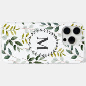 Coques Case-Mate iPhone iPad Feuille tropical Eucalyptus vert monogramme (Verso (horizontal))