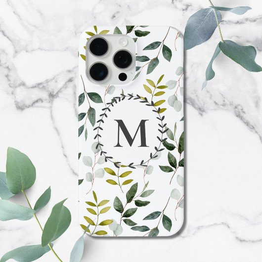 Coques Case-Mate iPhone iPad feuilles tropicales de eucalyptus vert monogr