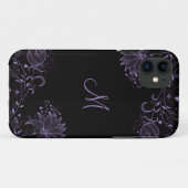 Coques Case-Mate iPhone iPhone5 floral esquissé noir et pourpre Girly (Dos (Horizontal))