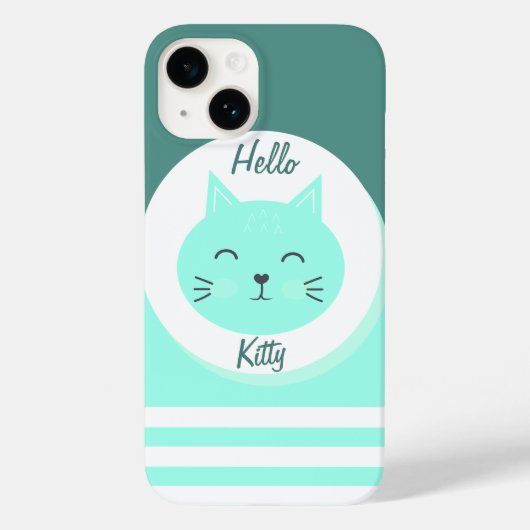 Coques Case-Mate iPhone iPhone 14 Coques Hello Kitty blanc & couleur verte (Verso)