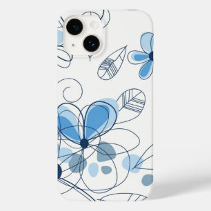 Coque Pour iPhone 14 iPhone 14 Fleurs Coque-Bleu