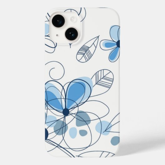 Coques Case-Mate iPhone iPhone 14 Fleurs Coque-Bleu (Verso)
