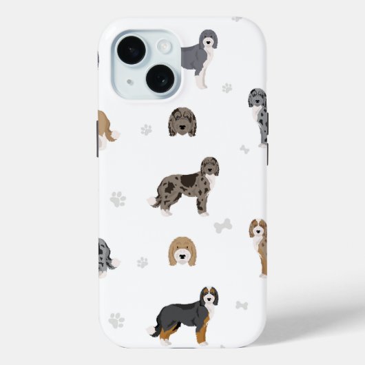 Coques Case-Mate iPhone iPhone 15 chiens coques lourds aussiedoodle (Verso)