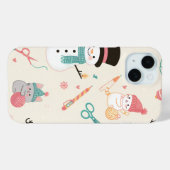 Coques Case-Mate iPhone iPhone 15 Coque-Chat bonhomme de neige (Verso (horizontal))