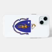 Coques Case-Mate iPhone iPhone 15 Plus Coque-Mate, drapeau du Massachusett (Verso (horizontal))