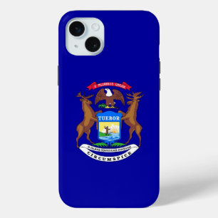 Coque iPhone 15 Mini iPhone 15 Plus Coque-Mate, drapeau du Michigan