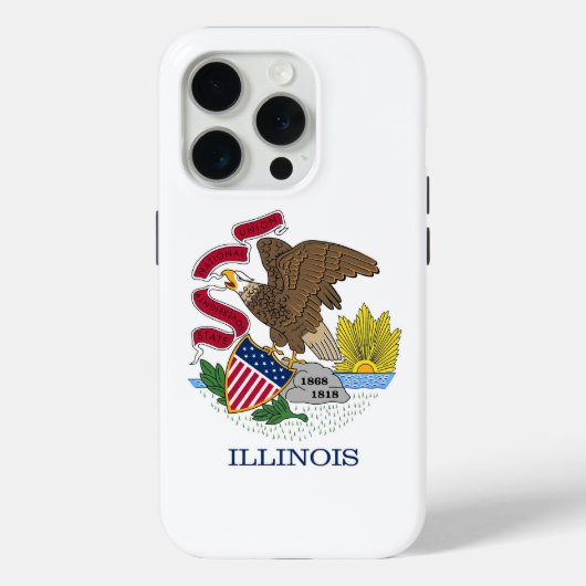 Coques Case-Mate iPhone iPhone 15 Pro Coque-Mate, drapeau de l'Illinois (Verso)