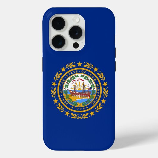 Coques Case-Mate iPhone iPhone 15 Pro Coque-Mate, drapeau du New Hampshire (Verso)