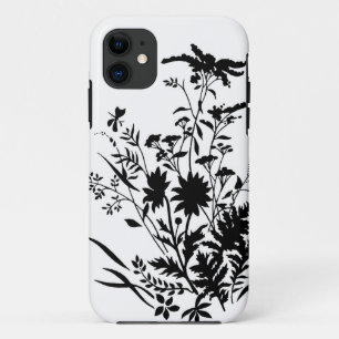 Coques Pour iPhone iPhone 5 coque-noir et blanc Silhouette Floral