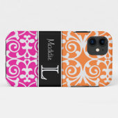 Coques Case-Mate iPhone iPhone 5 de monogramme de damassé de roses indien (Dos (Horizontal))