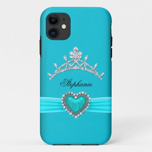 Coques Case-Mate iPhone iPhone 5 Diadème Princesse Argent Turquoise Bijou (Dos)