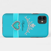 Coques Case-Mate iPhone iPhone 5 Diadème Princesse Argent Turquoise Bijou (Dos (Horizontal))