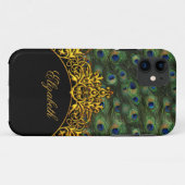 Coques Case-Mate iPhone iPhone 5 Élégant Classique Paon Noir Or (Dos (Horizontal))