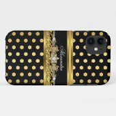 Coques Case-Mate iPhone iPhone 5 Elegant Gold Black White Polka Point (Dos (Horizontal))