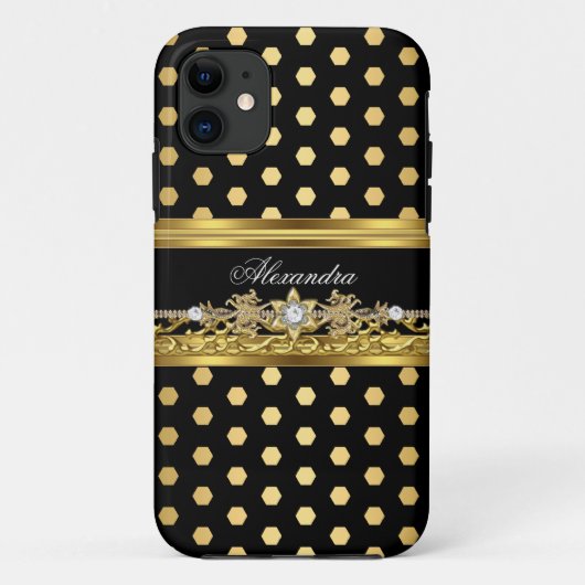 Coques Case-Mate iPhone iPhone 5 Or Élégant Noir Blanc À pois (Dos)