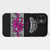 Coques Case-Mate iPhone iPhone 5 Princesse Silver Tiara Pink Zebra (Dos (Horizontal))