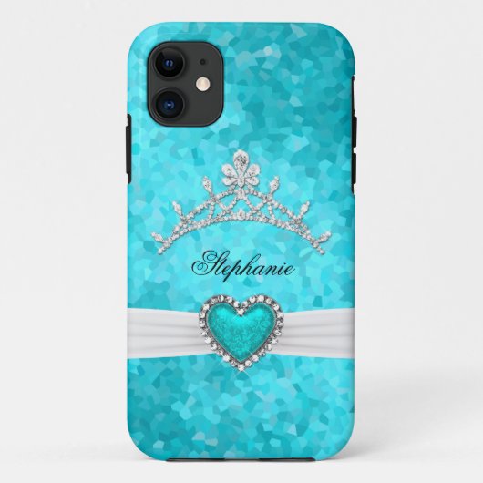 Coques Case-Mate iPhone iPhone 5 Princesse Silver Tiara Turquoise Bejewele (Dos)