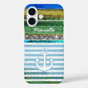 Coques iPhone 16 iPhone-6 rayé avec ancre & personnalisé