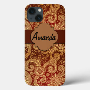 13 Case iPhone 6, remous durs de brun de cas de monogramme