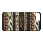 Coques Case-Mate iPhone iPhone 7 Elegant Classy Mixed Animal Gold Noir 3 (Dos (Horizontal))